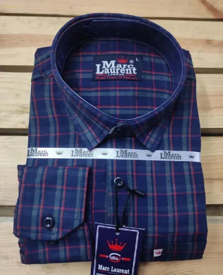 Marc Laurent Men Checkered Casual Blue Shirt