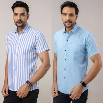 AuzaSho Collection Men Printed Casual Multicolor Shirt(Pack of 2)