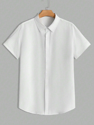 DL Fashion Men Self Design Casual White Shirt