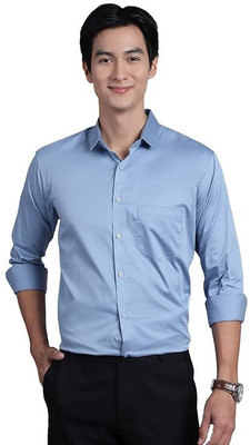 jagrutifashion Men Solid Formal Light Blue Shirt