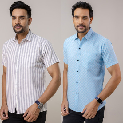 AUZAAI COLLECTION Men Self Design Casual Multicolor Shirt(Pack of 2)