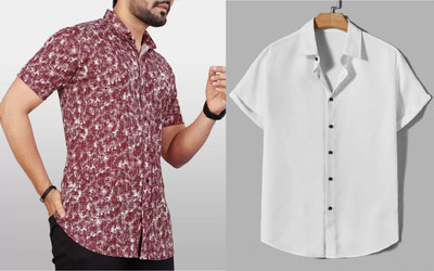 GrecoClothStore Men Printed Casual Red Shirt