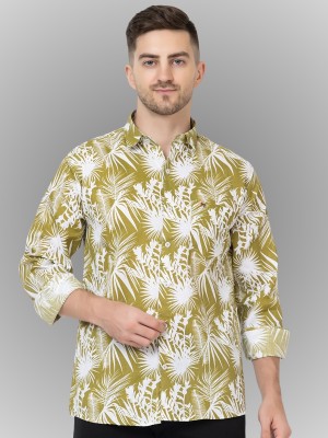 FERYPRO Men Printed Casual Yellow Shirt