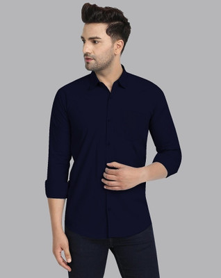 CHEAPSHIRTS Men Solid Casual Dark Blue Shirt