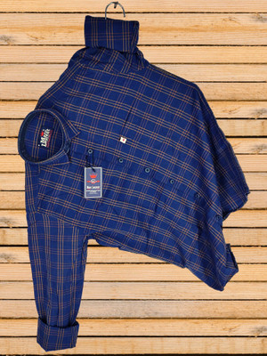 Marc Laurent Men Checkered Casual Blue, Brown Shirt