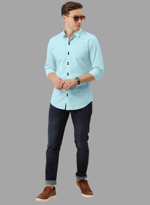 SURRT FASHION Men Solid Casual Light Blue Shirt