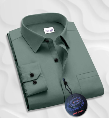 SHEERLOOK Men Solid Casual Light Green Shirt