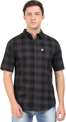 AIDAN PAUL Men Checkered Casual Grey Shirt