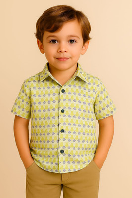 Janmangal Creation Boys Striped Casual Light Green Shirt
