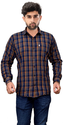 Marc Laurent Men Checkered Casual Brown Shirt