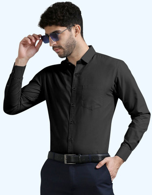 ZUNIYA COLLECTION Men Solid Casual Black Shirt