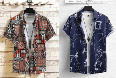 Men Printed Casual Multicolor Shirt(Pack of 2)