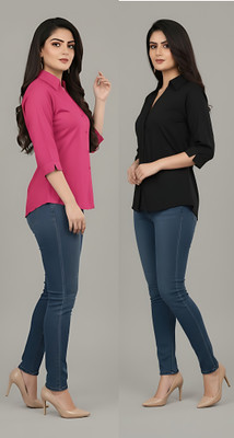 Prieto Women Solid Formal Multicolor Shirt(Pack of 2)