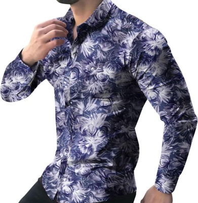 Shimak International Men Floral Print Casual Purple Shirt