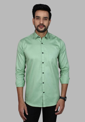 eagle man Men Solid Casual Green Shirt