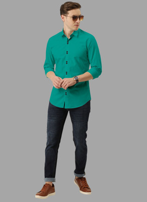 SURRT FASHION Men Solid Casual Dark Green Shirt