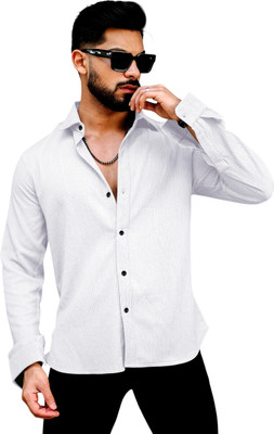 IKON FASHION Men Solid Casual White Shirt