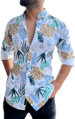 VS Collection Men Printed Casual Green, Brown Shirt