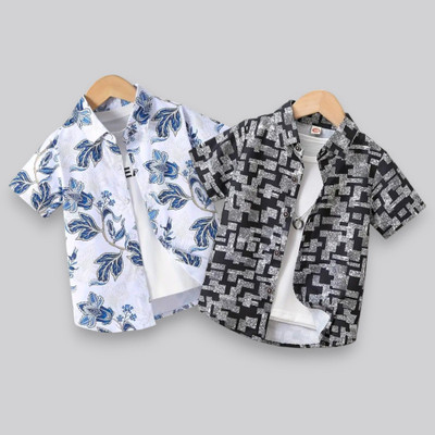 HELIFAB Boys Printed Casual Multicolor Shirt(Pack of 2)