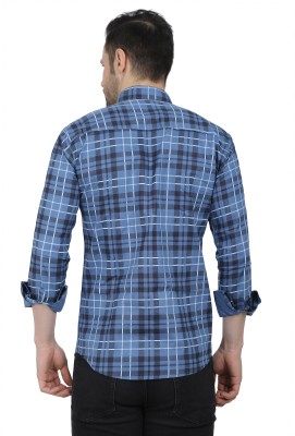 ARHAMFASHION Men Checkered Casual Blue Shirt