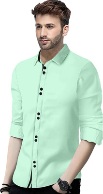 SURRT FASHION Men Solid Casual Light Green Shirt