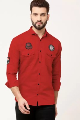 AMORE FASHION Men Solid Casual Red Shirt