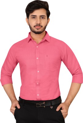 ECLOTHE Men Solid Casual Pink Shirt