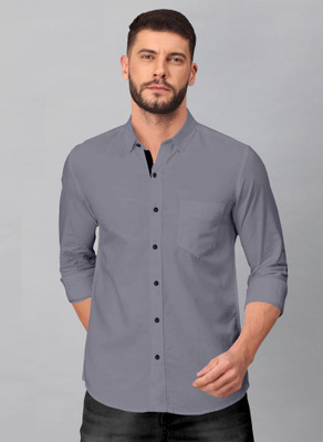 RGSTORE Men Solid Casual Grey Shirt