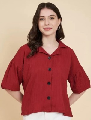 SYSBELLA FASHION Women Solid Casual Red Shirt