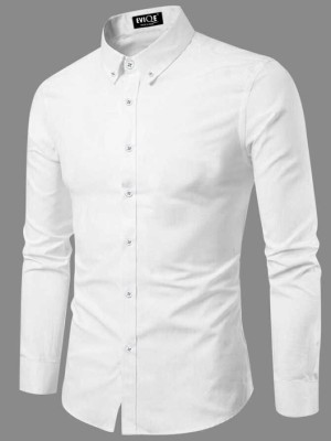 EVIQE Men Solid Casual White Shirt