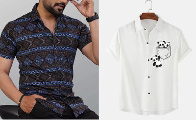 GrecoClothStore Men Printed Casual Blue Shirt