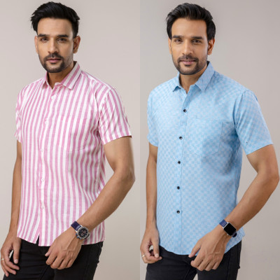 AuzaSho Collection Men Printed Casual Multicolor Shirt(Pack of 2)