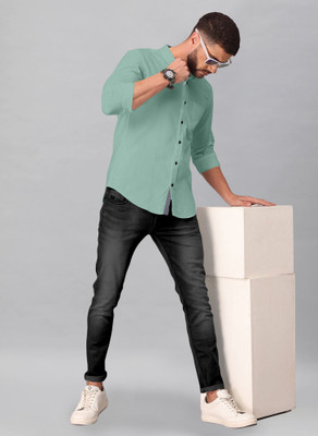 SURRT FASHION Men Solid Casual Light Green Shirt