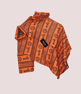 HouseOfCommon Men Solid, Printed Casual Orange, Multicolor Shirt