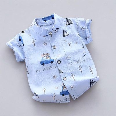 Apricot Boys Printed Casual Light Blue Shirt