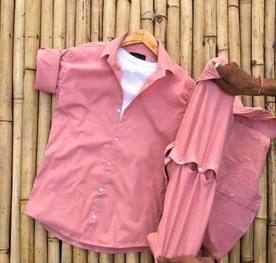 JAIME CREATION Men Solid Casual Pink Shirt