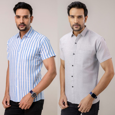 Auzanoor Collection Men Solid Casual Multicolor Shirt(Pack of 2)