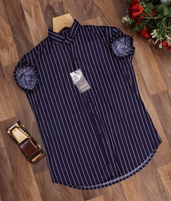 Shree Enterprise Men Striped Casual Blue Shirt