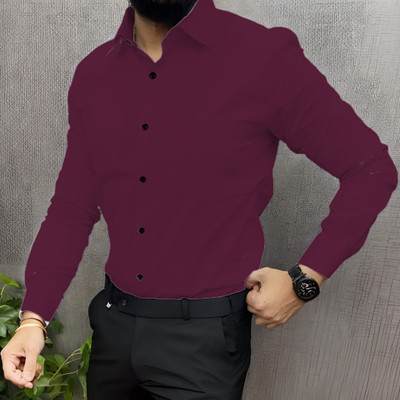 Anymouse Enterprise Men Solid Casual Maroon Shirt