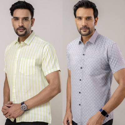 AuzaSho Collection Men Printed Casual Multicolor Shirt(Pack of 2)