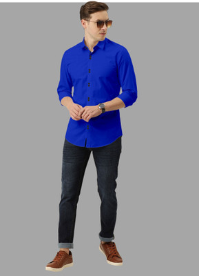 SURRT FASHION Men Solid Casual Dark Blue Shirt