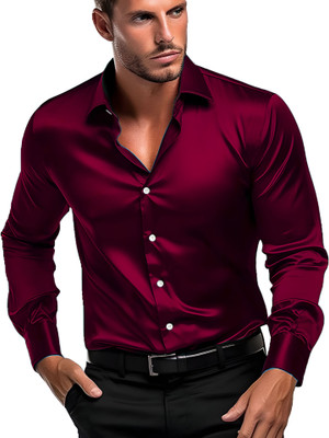 METRONAUT Men Solid Casual Maroon Shirt