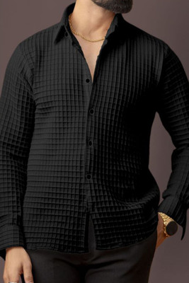 Marmic Fab Men Checkered Casual Black Shirt