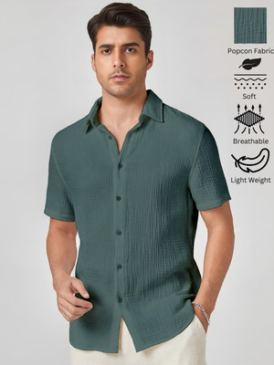 Webric Men Self Design Casual Grey Shirt