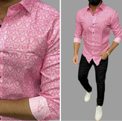 DISHANK CREATION Men Printed Casual Pink Shirt