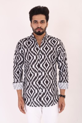 brown brothers Men Printed Formal Black, White Shirt