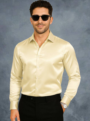 ATTIREVAL Men Solid Casual Cream Shirt