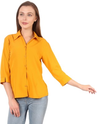 SHANAYA MODA Women Solid Casual Yellow Shirt