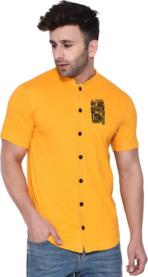 Blisstone Men Solid Casual Yellow Shirt