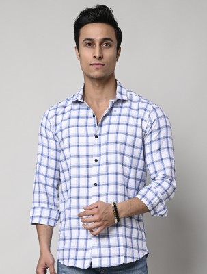 Tanip Men Checkered Casual White Shirt